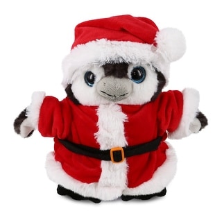 DolliBu Santa Grey Penguin Stuffed Animal Plush with Red Santa Outfit - 9 inches