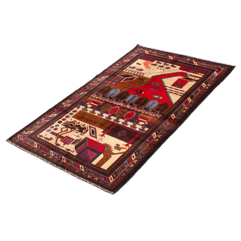 Teimani Red Rug 3'8" x 6'4" - 3'8 x 6'4