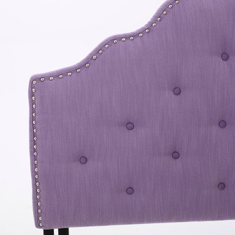 Queen Size Tufted Upholstered Headboard with Nailhead Trim, Solid Wood and Metal Legs, Adjustable Height