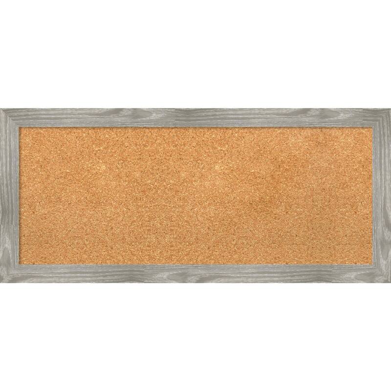 Dove Greywash Square Framed Cork Bulletin Memo Board - 32-Inch x 14-Inch