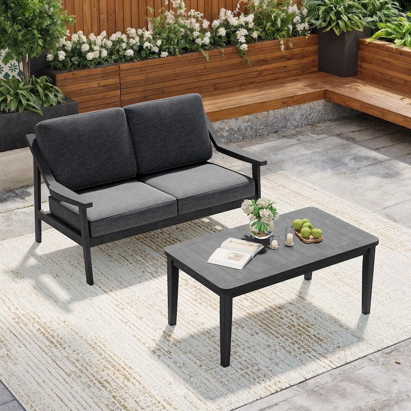 Outdoor Patio Wood Bistro Set/Loveseat Set