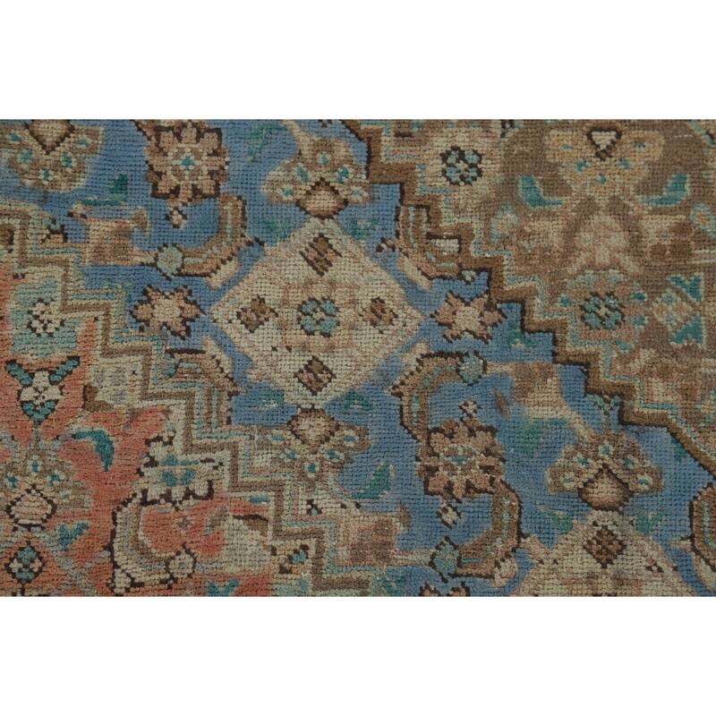 Geometric Tabriz Vintage Persian Rug Hand-Knotted Wool Carpet - 6'4" x 9'8"