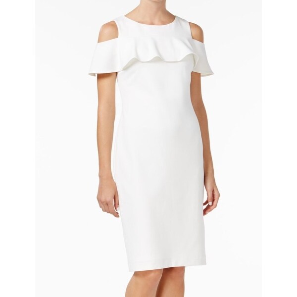 calvin klein white ruffle dress