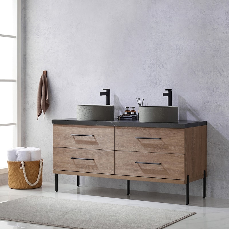 Trento Bath Vanity with Sintered Stone Top with Concrete Sink (R)