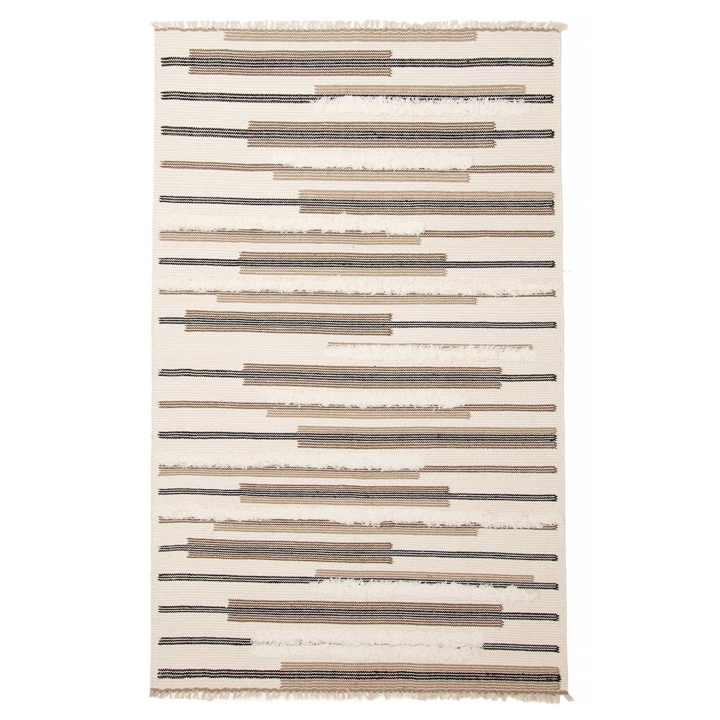 ECARPETGALLERY Hand Tufted Timeless Cream Wool Rug - 5'0 x 8'0