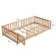 preview thumbnail 8 of 6, Natural Twin Size Wood Floor Bed with Door & Fence