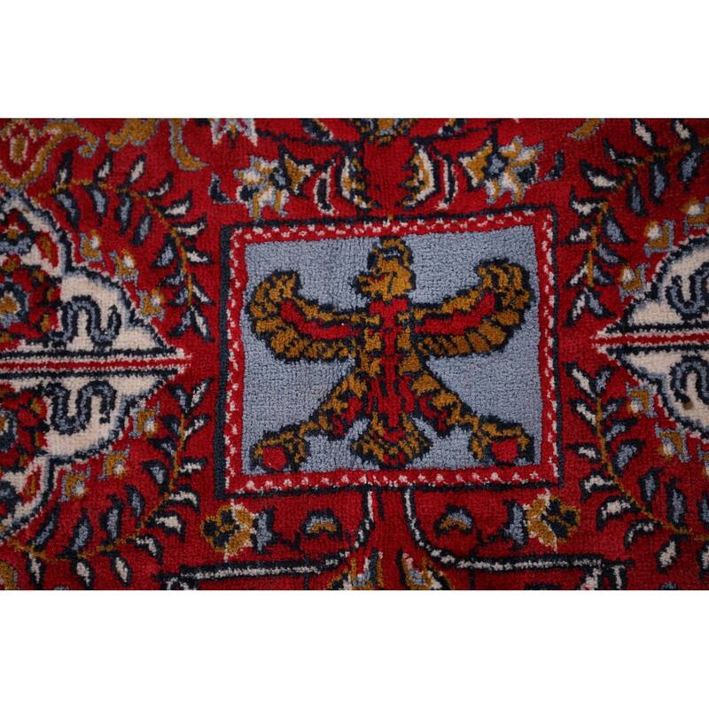 Pictorial Medallion Red Kashan Turkish Area Rug Machine Made Carpet - 9'8" x 12'5"