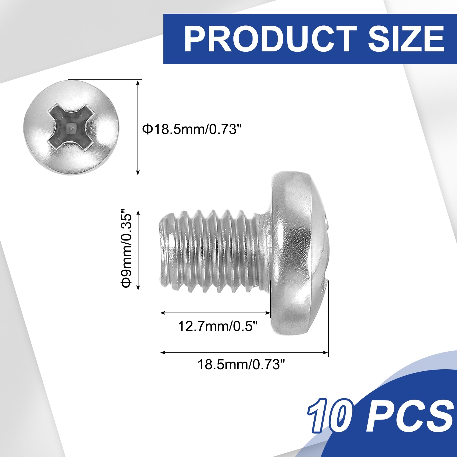 Pan Head Machine Screws, 304 Stainless Steel Round Head Screws for Cabinet Drawer Knob Pull Handle - Silver