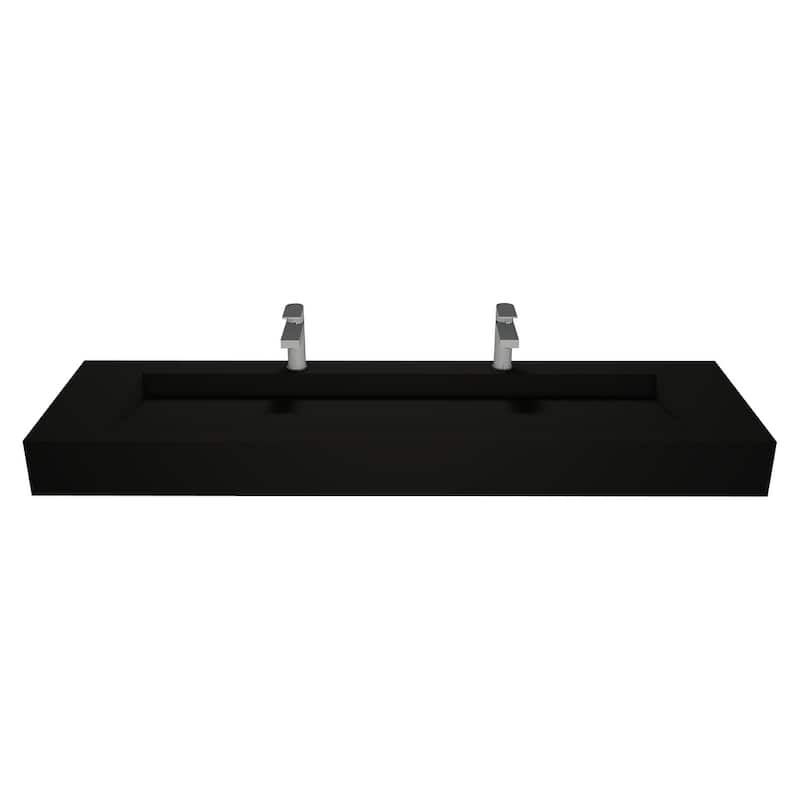Audrey 36" - 72" Solid Surface Bathroom Vanity Top - 72" - Black