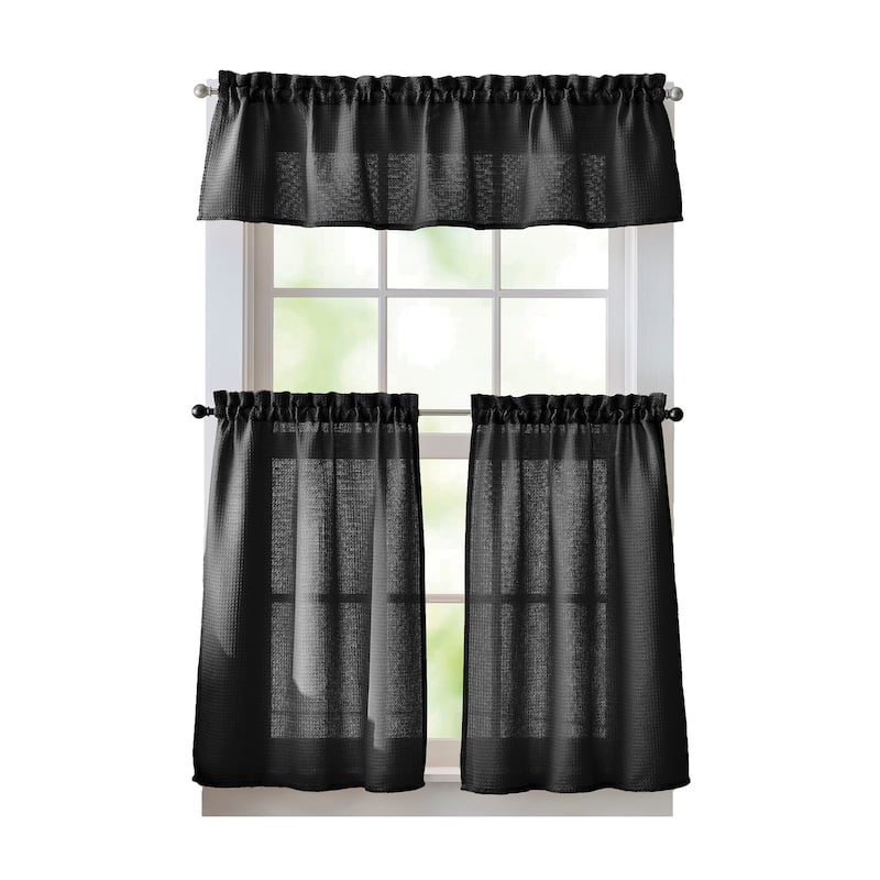 Curtainworks Eldridge Waffle 3-piece Valance & Tier Set