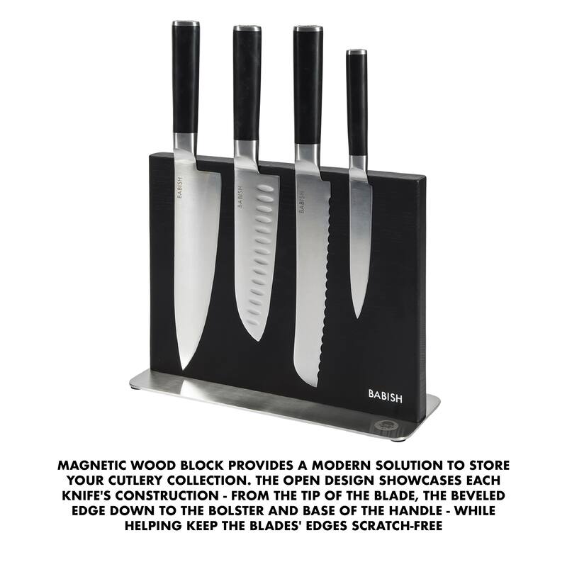 Babish 5 Piece 1.4116 German Steel Magnetic Knife Block Set