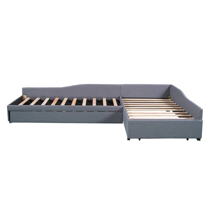 Upholstered Double Twin Size Daybed with Trundle and Drawer, Green