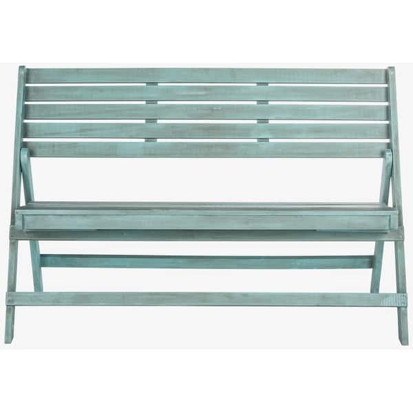 slide 2 of 5, SAFAVIEH Outdoor Living Luca Beach House Blue Folding Bench - 48" x 23.6" x 31.5"