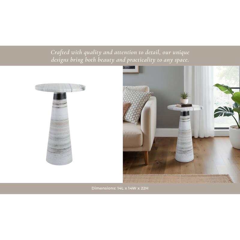 Marble Accent Table with Sleek Tapered Base Modern Minimalist Design