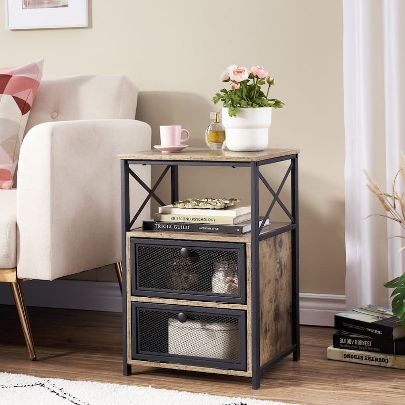 Nightstand, End Side Table with Storage Space and Door,Modern Nightstands for Living Room,Bedroom