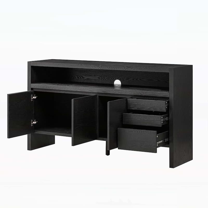 Functional Sideboard with Drawers and Semi - Open Shelf
