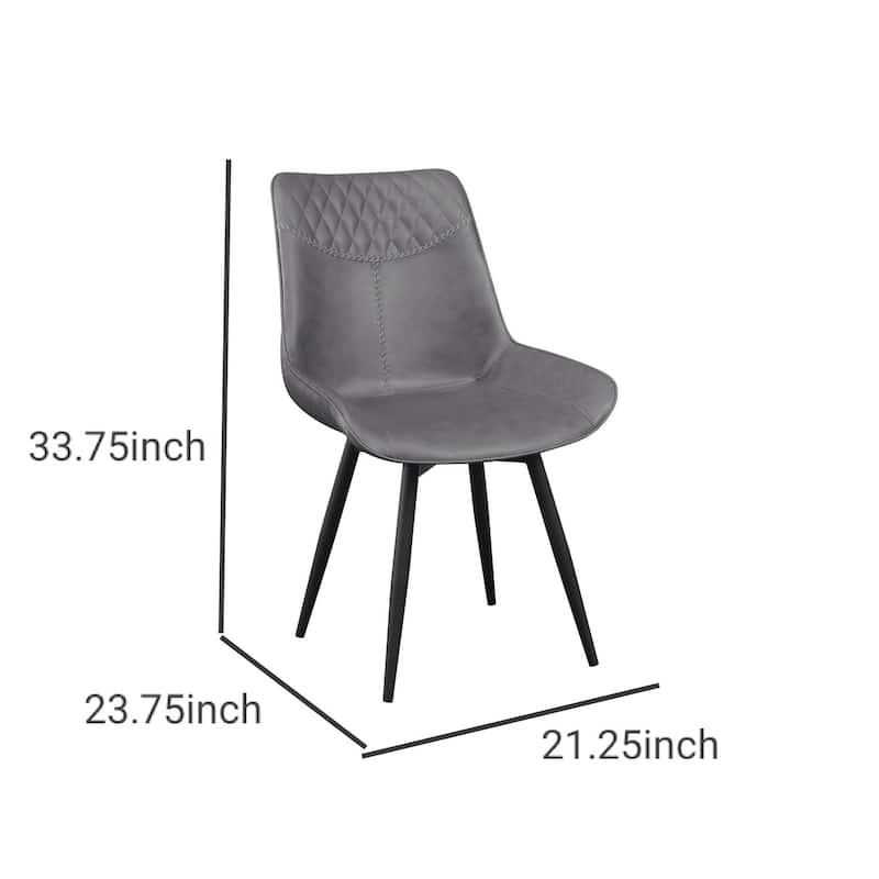 Black/Gray Faux Leather Upholstered Metal Frame Dining Chair, Set of 2, Sturdy Dining Chair for Dining Rooms - 22.75