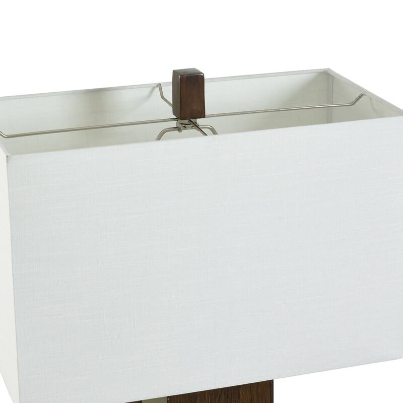 Hudson Silver Table Lamp - Brushed Brown Polyresin Cut Out Body - White Shade