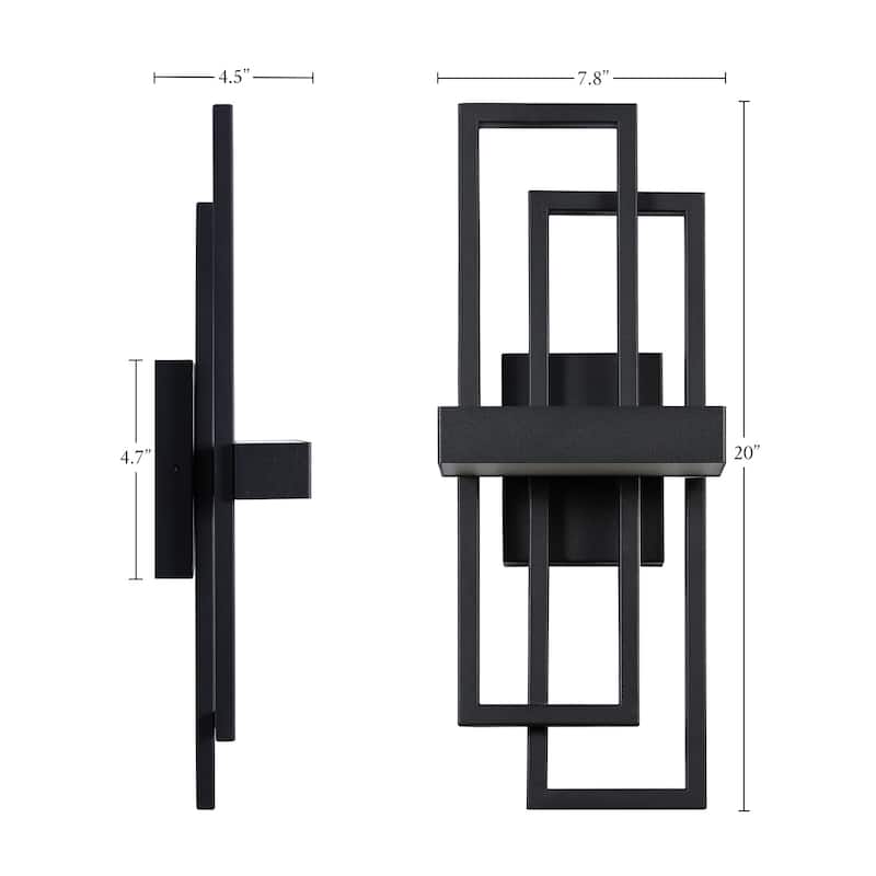 Modern Geometric Matte Black LED Flush Mount Wall Sconce