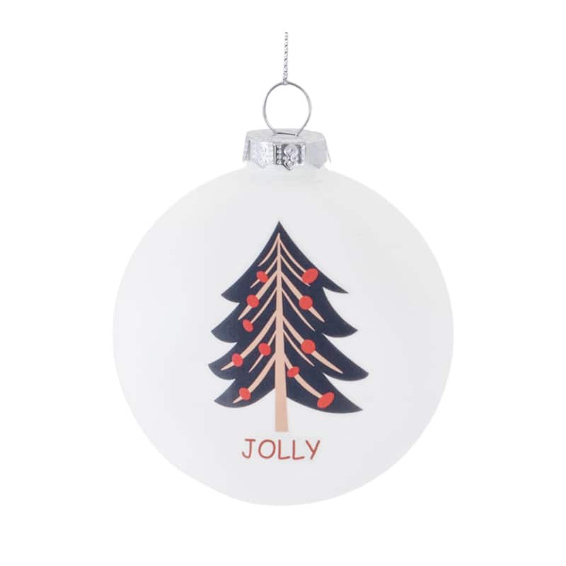 6Ct White Christmas Tree Sentiment Christmas Ball Ornaments 3.25" 83mm