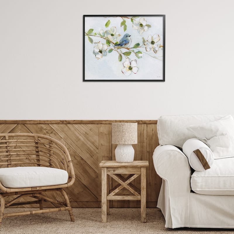 Stupell Bird Perched on Dogwood Framed Giclee Art Design By Sally Swatland