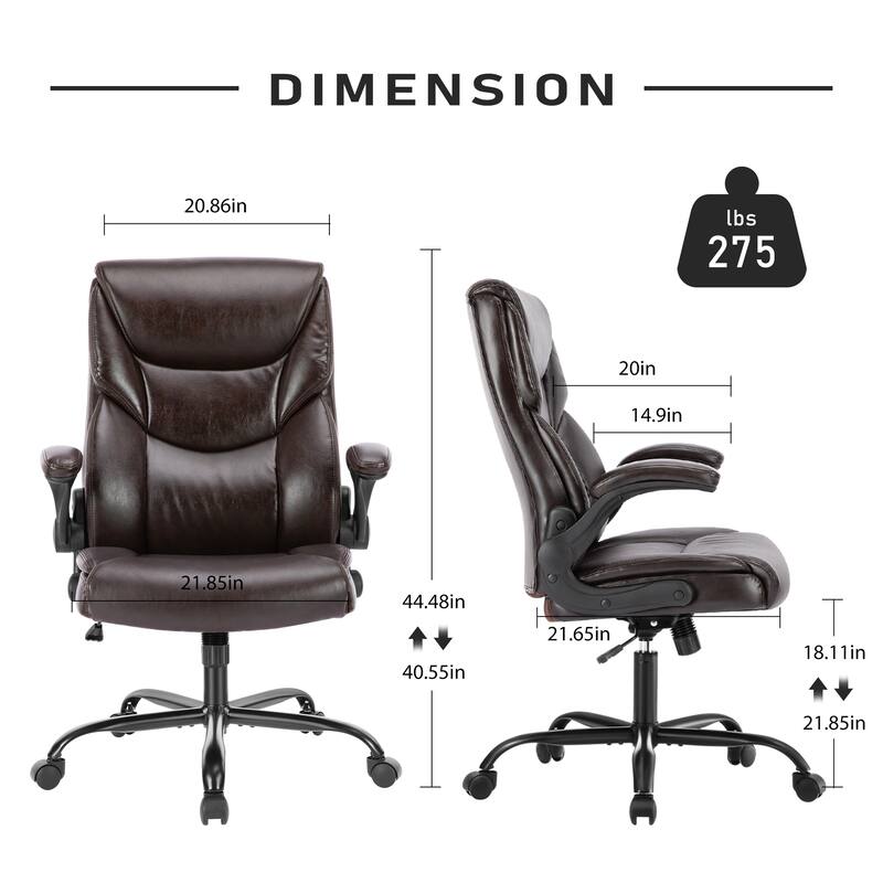 Office leather chair with adjustable armrests and lumbar pillows