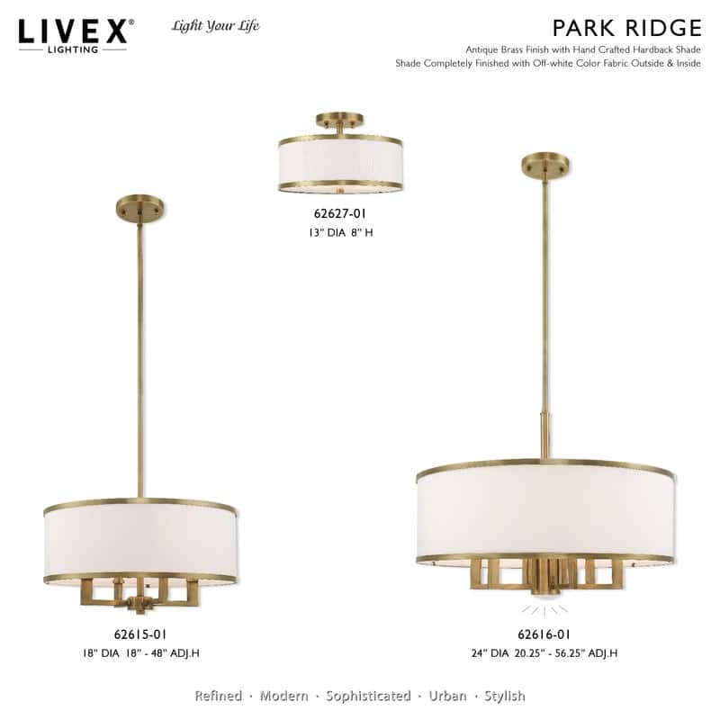 Livex Lighting 2-light Fabric Shade Ceiling Mount, 60422, 62627, 60412, 60402