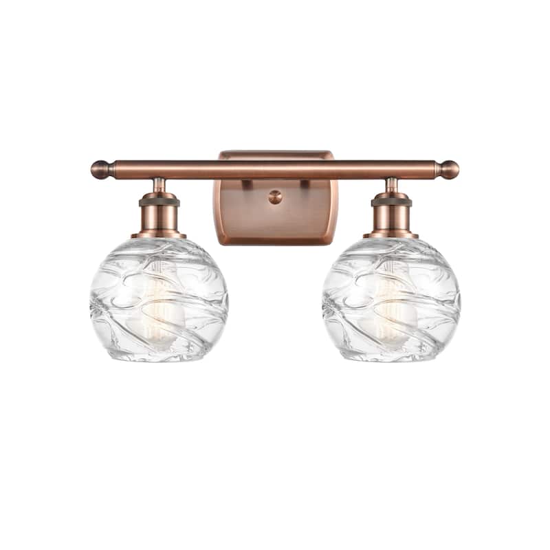 Innovations Lighting Small Deco Swirl 2 Light 16" Wide Bathroom Vanity - Antique Copper / Clear