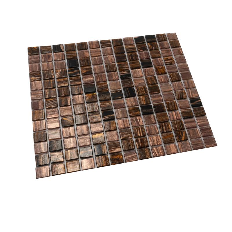 Apollo tile 12" x 12" Mingles Glossy Brown Yellow Glass Tile (20 sq ft/case) - 20 Pack
