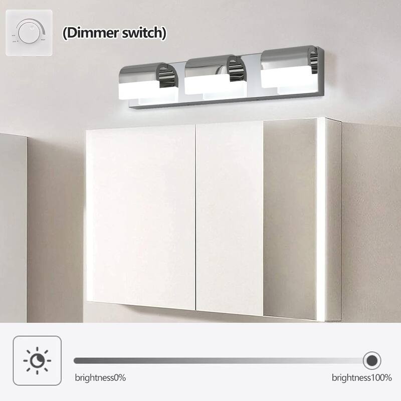 LED Contemporary Vanity Lights Fixture Bathroom Wall Light Over Mirror 3 Lights Dimmable