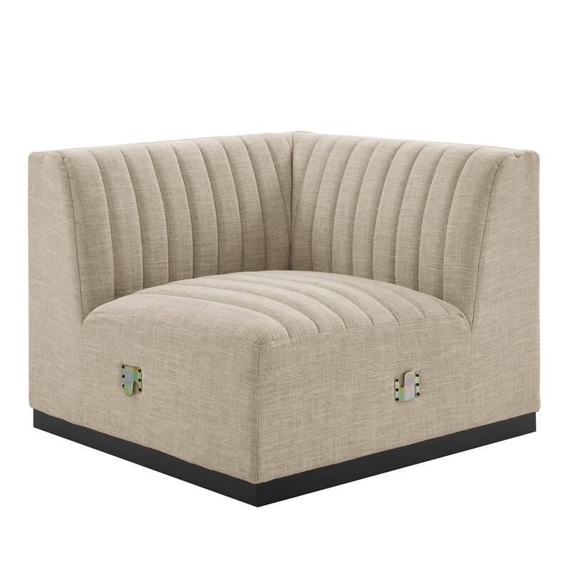 Conjure Channel Tufted Upholstered Fabric 4-Piece L-Shaped Sectional