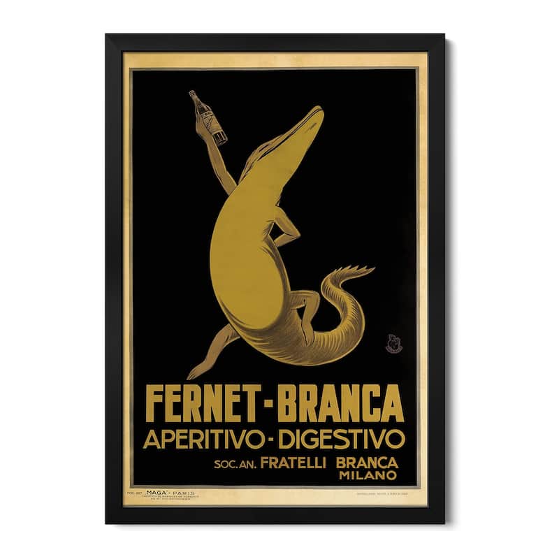 Fernet-Branca, Croc Premium Framed Poster by Vintage Apple Collection - Black - 24x32x1