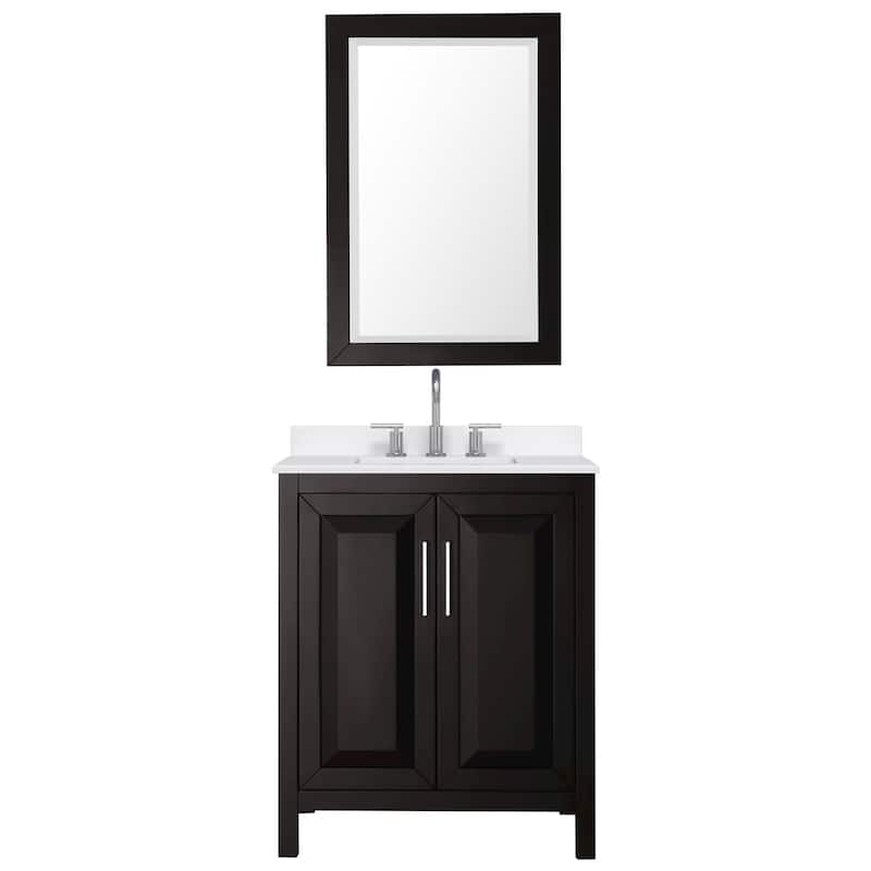 Daria 30-inch Single Vanity, 3 Hole Quartz Top, 24-inch Mirror