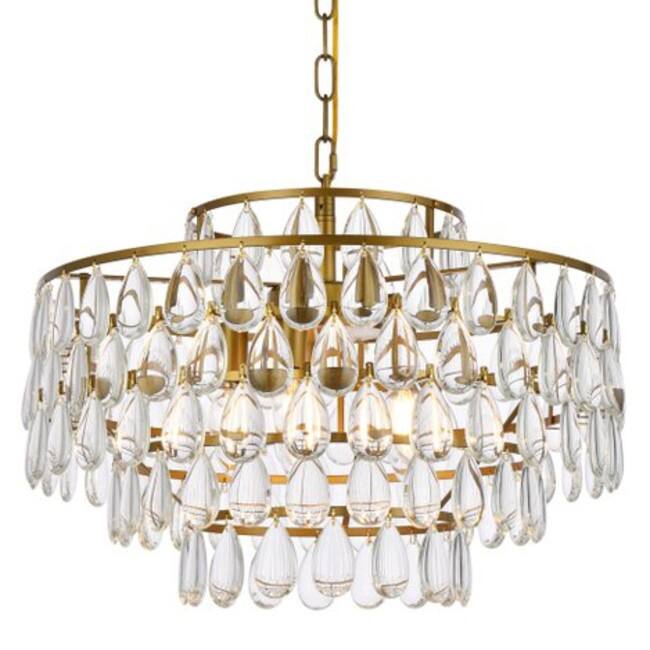 Elegant Lighting 1102D20 Mila 5 Light 20" Wide Crystal Pendant with - Brass