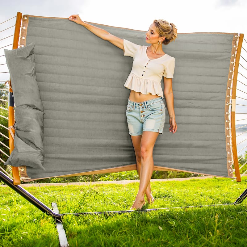 2-person Outdoor Hammock with Stand & Pillow