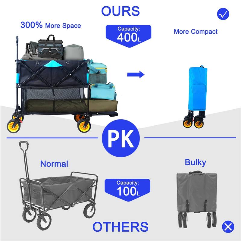 Big Large Capacity Folding Cart Extra Long Extender Wagon Cart