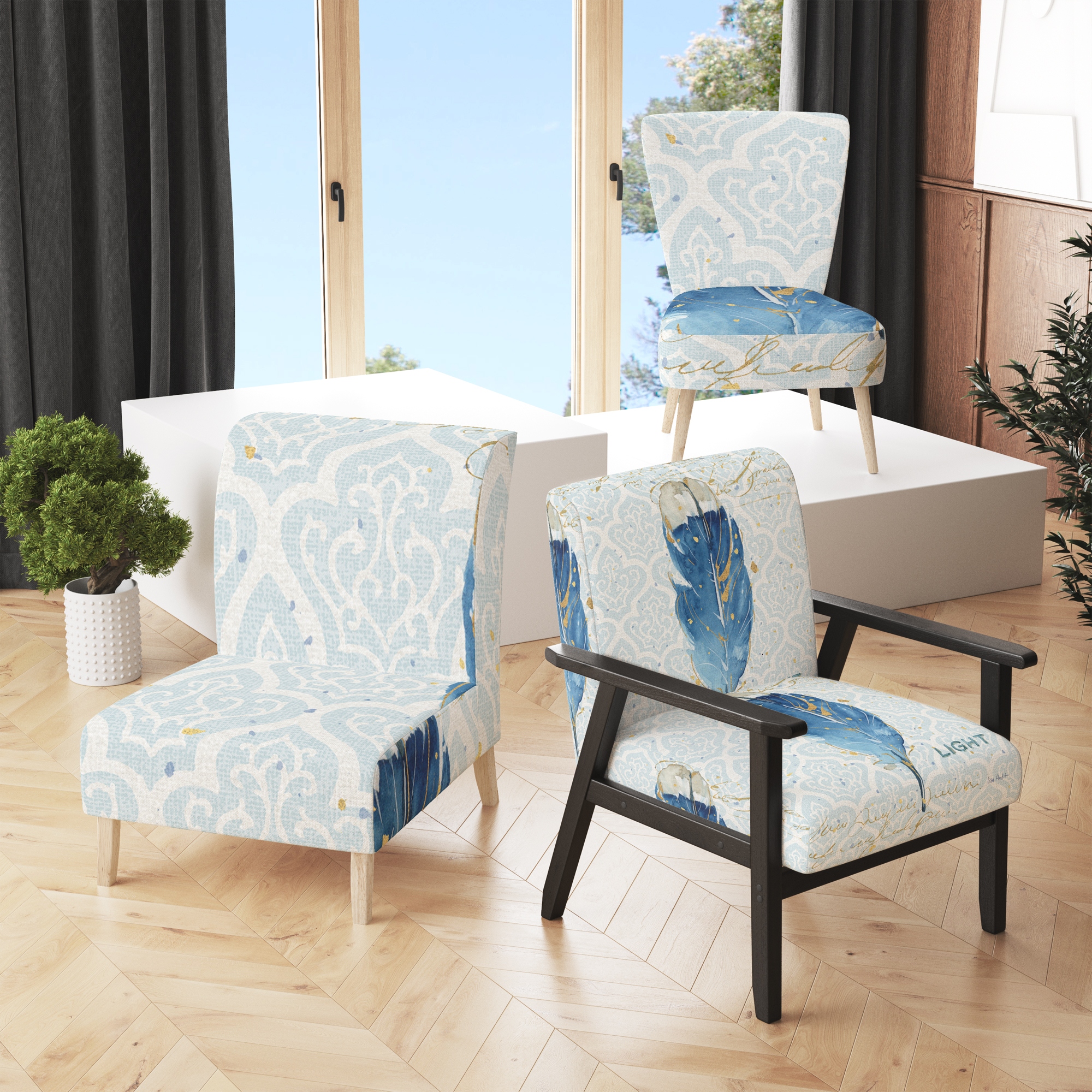 Blue farmhouse accent on sale chair
