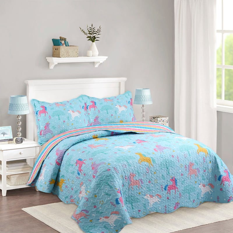 MarCielo Kids Quilt Set Bedspread Set For Children Girls Boys Coverlet - Full - Unicorn
