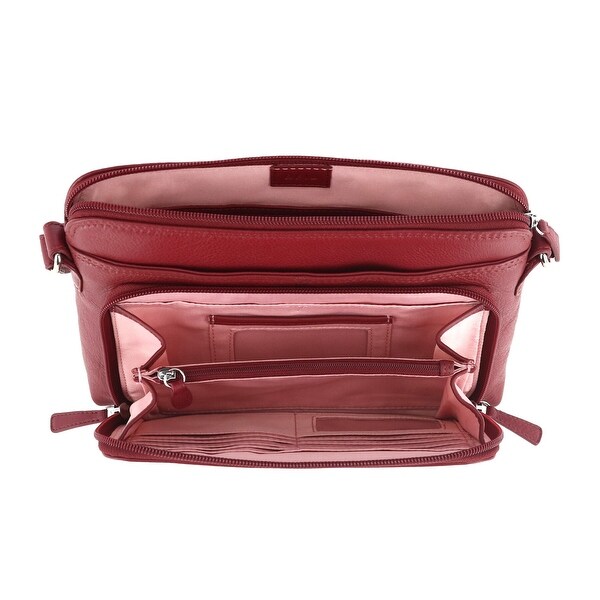 Ctm women's leather shoulder bag purse with side organizer clearance