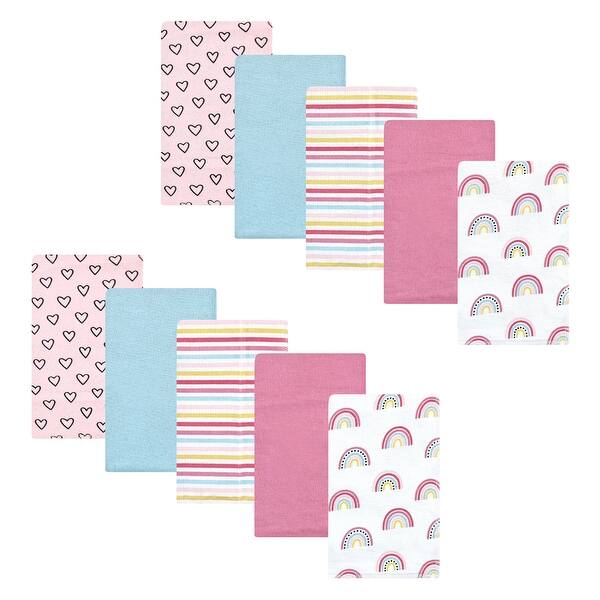 slide 1 of 1, Hudson Baby Infant Girl Cotton Flannel Burp Cloths, Modern Rainbow, One Size - Modern Rainbow - One Size