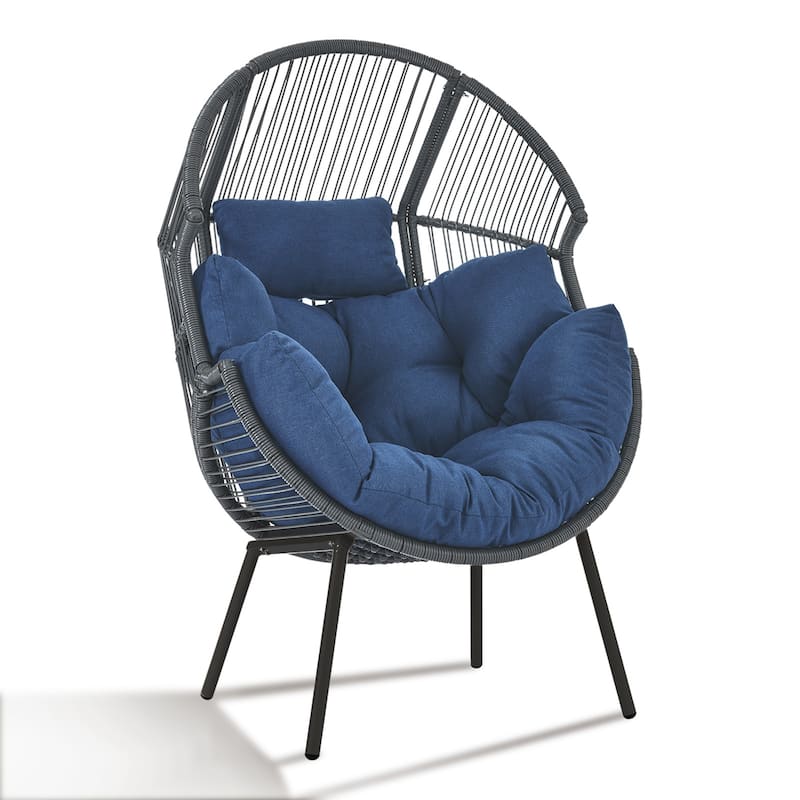 Outdoor Wicker Egg Chair with Removable Cushion
