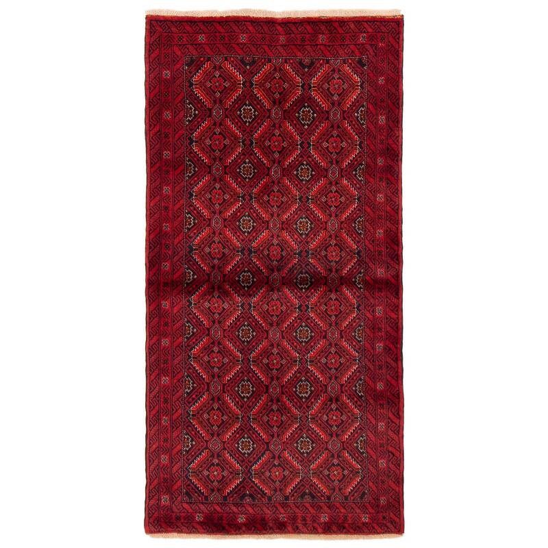 ECARPETGALLERY Hand-knotted Royal Baluch Red Wool Rug - 3'1 x 6'2 - Red - 3'1 x 6'2