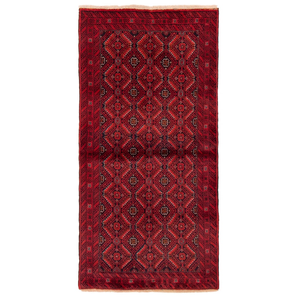 ECARPETGALLERY Hand-knotted Royal Baluch Red Wool Rug - 3'1 x 6'2