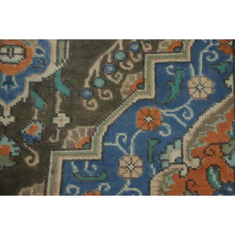 Hand Knotted Oriental 100% Wool Carpet Traditional Medallion Green Tabriz Area Rug - 6' 2'' X 4' 8''