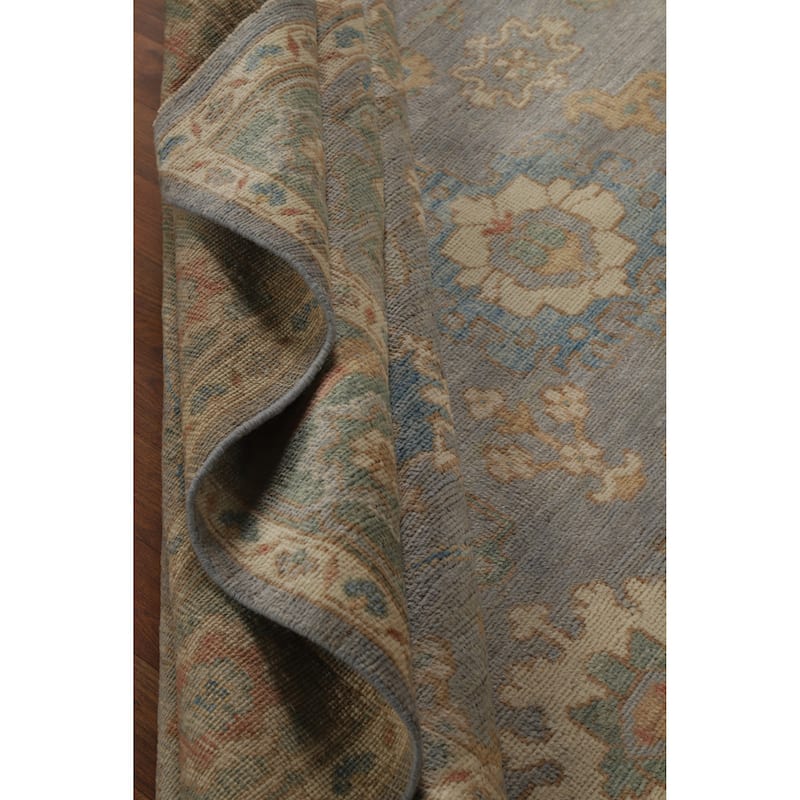 Hand Knotted Oriental 100% Wool Carpet Transitional All-Over Greys & Charcoal Oushak Area Rug - 9' 11'' X 8' 0''
