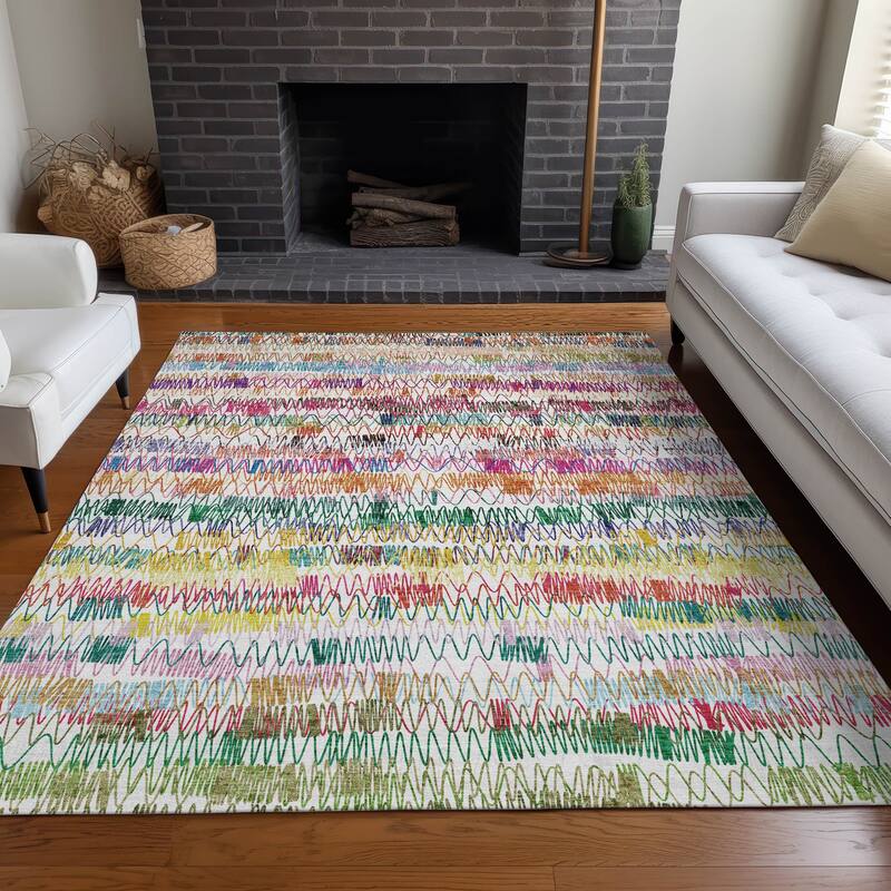 Premium Washable Super Soft Modern Glam Mayfield Rug - Green - 8' x 10'