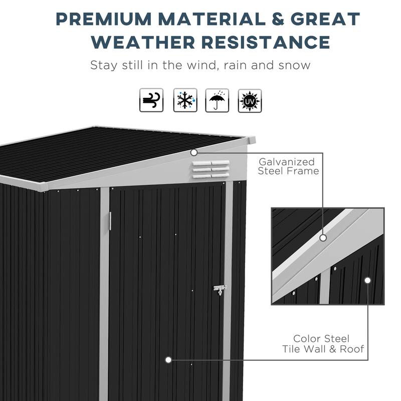 4' x 6' Metal Outdoor Storage Shed,Tool Storage House w/ Lockable Door