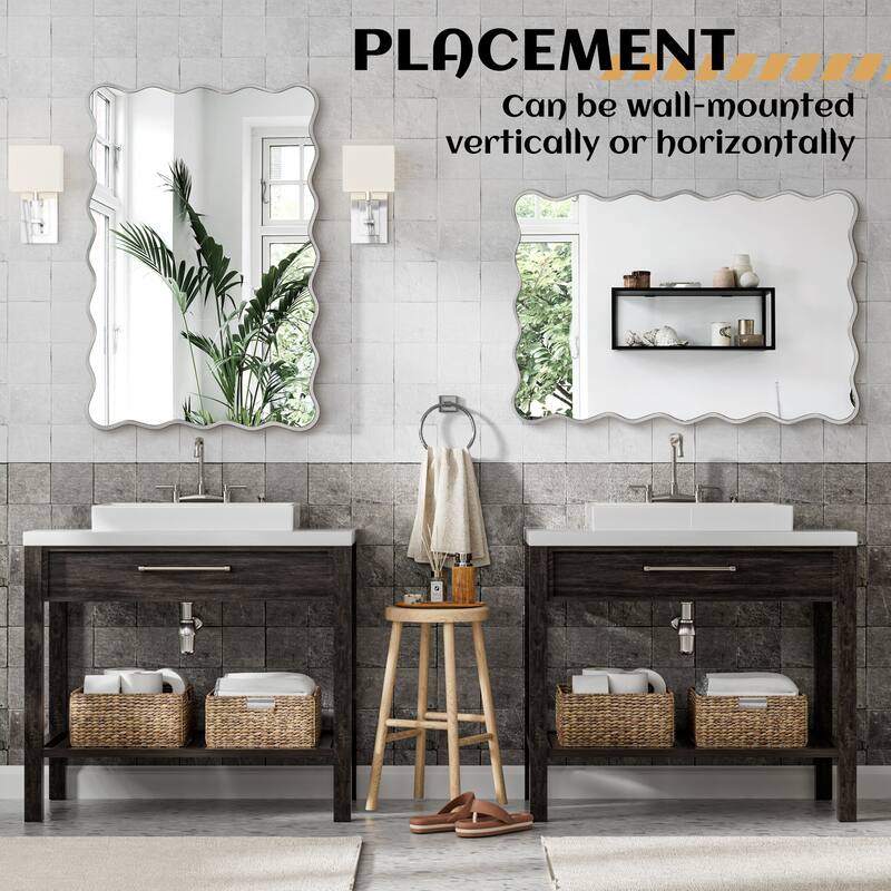 Rectangle Metal Framed Wavy Wall Mirror