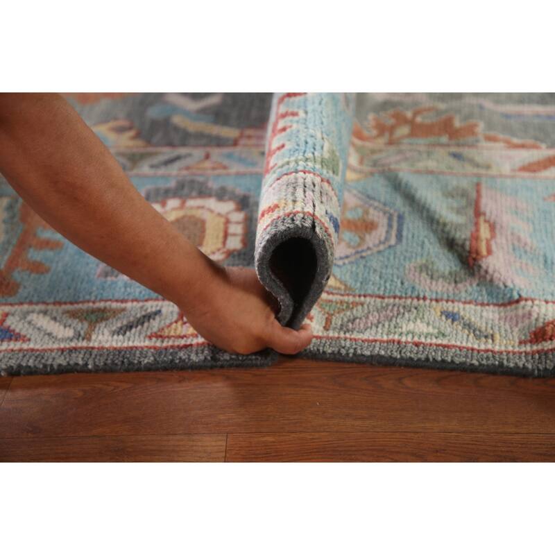 Gray Floral Oushak Oriental Area Rug Wool Carpet - 7'9"x 9'11"