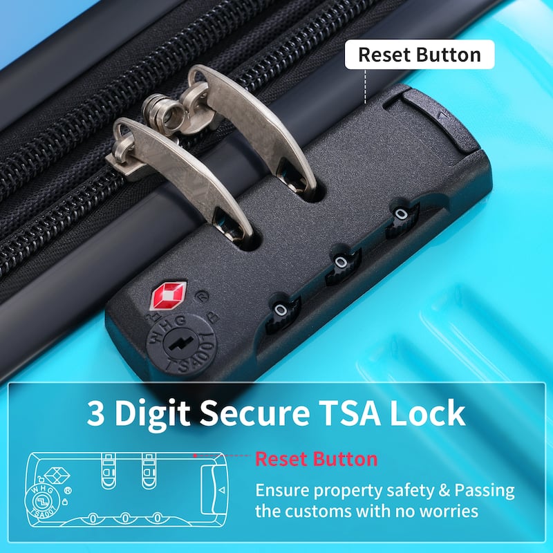 Classic 3 Piece Luggage Set with TSA Lock, ABS Durable Lightweight Suitcase with Spinner Wheels, Hardshell Carry-On Luggage